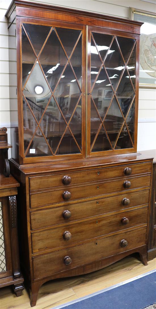 A Regency mahogany secretaire bookcase, W.115cm